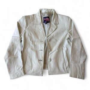 American Vintage white leather jacket
